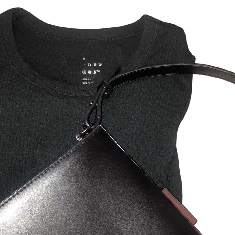 A New Day Black Structured Top Handle Bag Modern Minimalist Chic